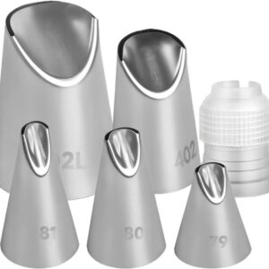 6 Piece Stainless Steel Rose Piping Tip Set for Cake Decorating