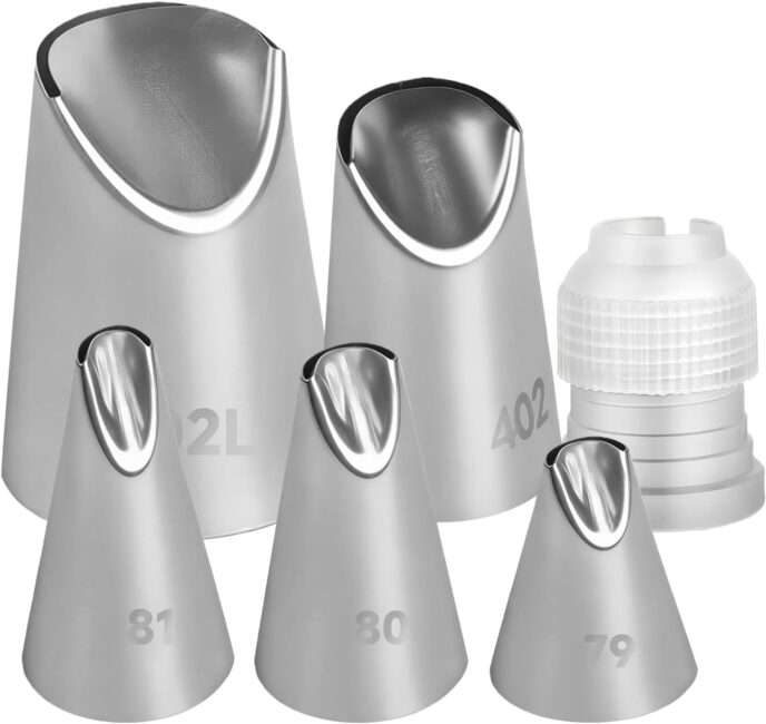 6-Piece Stainless Steel Rose Piping Tip Set 01 6-Piece Stainless Steel Rose Piping Tip Set 01