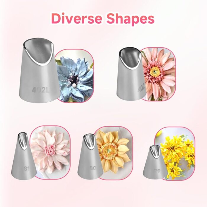 6-Piece Stainless Steel Rose Piping Tip Set 02 6-Piece Stainless Steel Rose Piping Tip Set 02