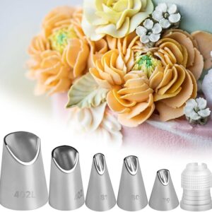 6-Piece Stainless Steel Rose Piping Tip Set
