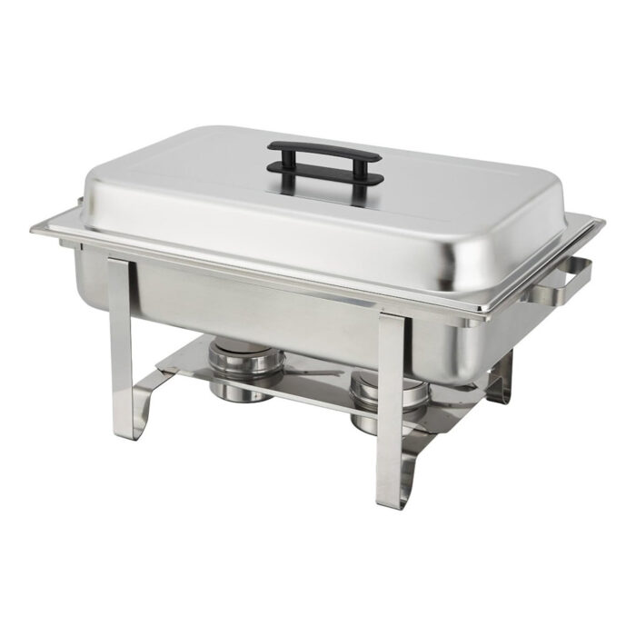 8 Qt Full Size Stainless Steel Chafer Folding Frame 3 Compartment 02