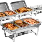 8 Qt Full Size Stainless Steel Chafer Folding Frame 3 Compartment 03