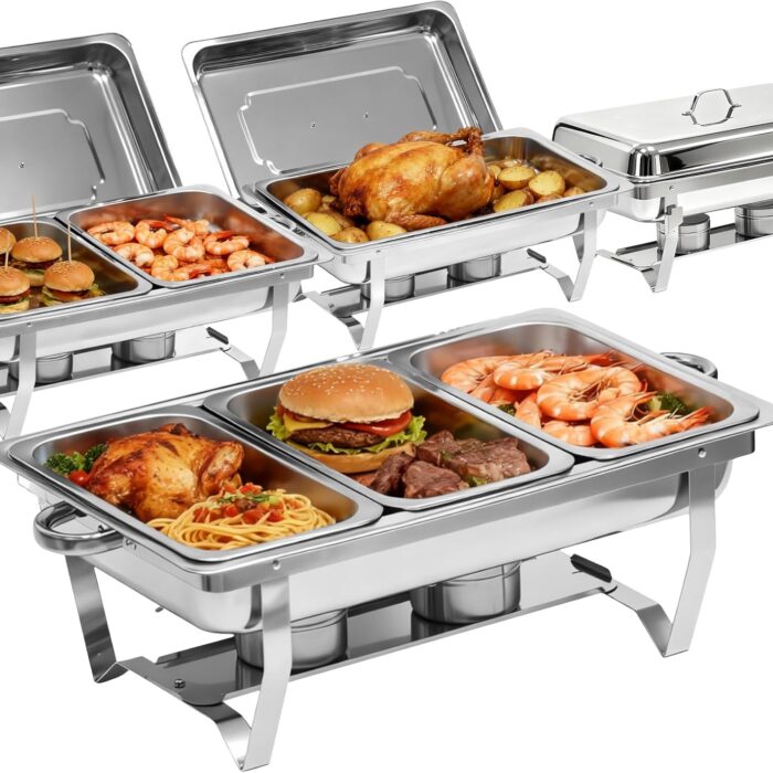 8 Qt Full Size Stainless Steel Chafer Folding Frame 3 Compartment 03