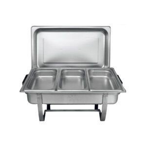 Chafer with Folding Frame 3 Compartment 8 Qt. Full Size Stainless Steel