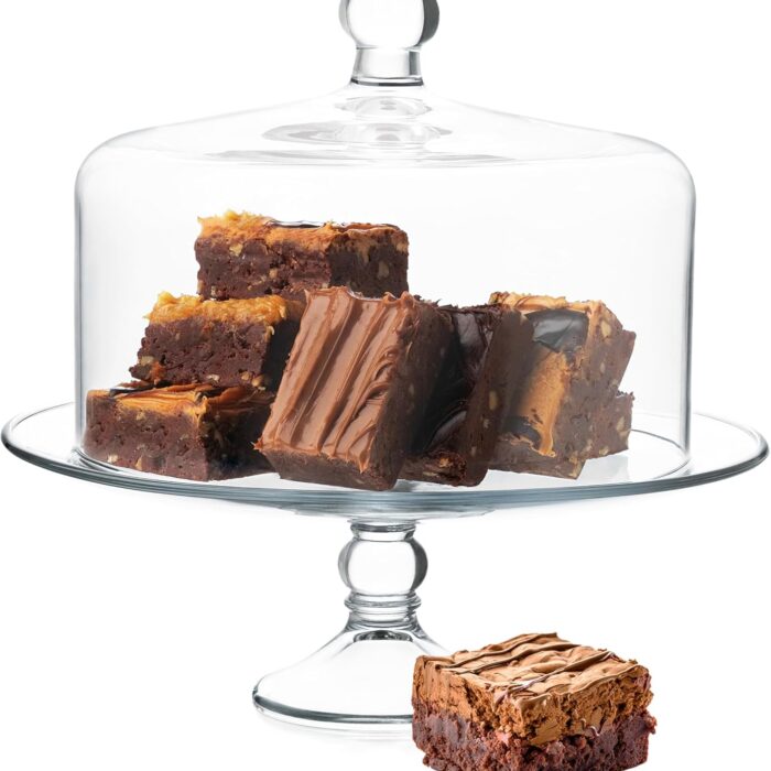 Cake Stand Clear Glass with Round Cover