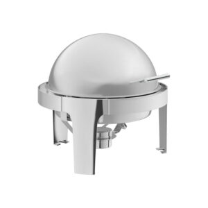 6.5 Qt Round Chafing Dish Roll Top Chrome Accent
