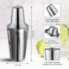 Cocktail Shaker 16 oz Stainless Steel 3-Piece Cobbler 02