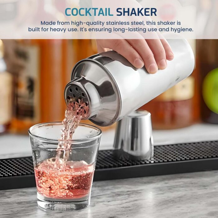 Cocktail Shaker 16 oz Stainless Steel 3-Piece Cobbler 03