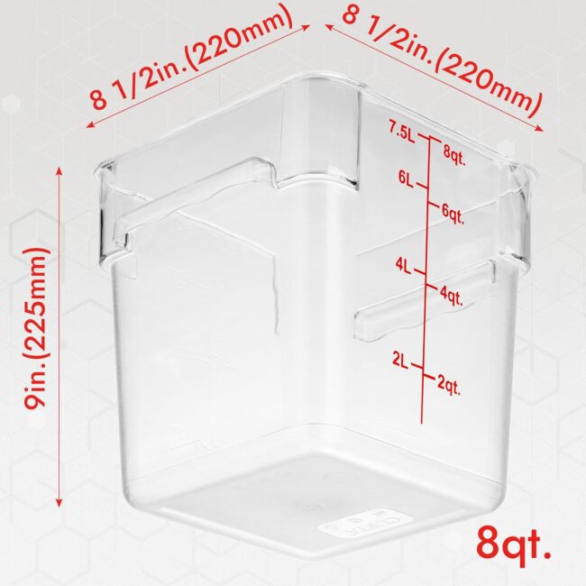 Food Storage Container with Lid 8 Qt. Red Square Polypropylene 03 Food Storage Container with Lid 8 Qt. Red Square Polypropylene 03
