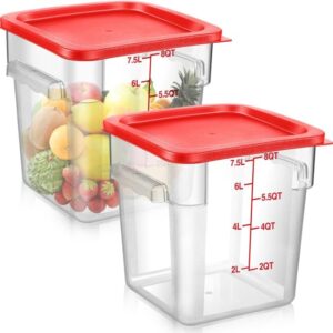 Food Storage Container with Lid 8 Qt. Red Square Polypropylene