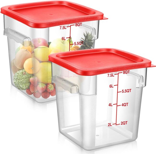 Food Storage Container with Lid 8 Qt. Red Square Polypropylene Food Storage Container with Lid 8 Qt. Red Square Polypropylene