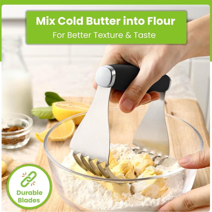 Pastry Blender Stainless Steel 5 Blades and Black Non-Slip Handle 02 Pastry Blender Stainless Steel 5 Blades and Black Non-Slip Handle 02