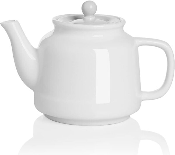 Porcelain Teapot with Sunken Lid 32 oz. Bright White 01 Porcelain Teapot with Sunken Lid 32 oz. Bright White 01