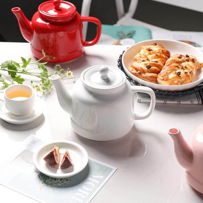 Porcelain Teapot with Sunken Lid 32 oz. Bright White 02 Porcelain Teapot with Sunken Lid 32 oz. Bright White 02