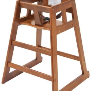 Standard Height Wooden High Chair Walnut Finish, Restaurant Seating — Unassembled