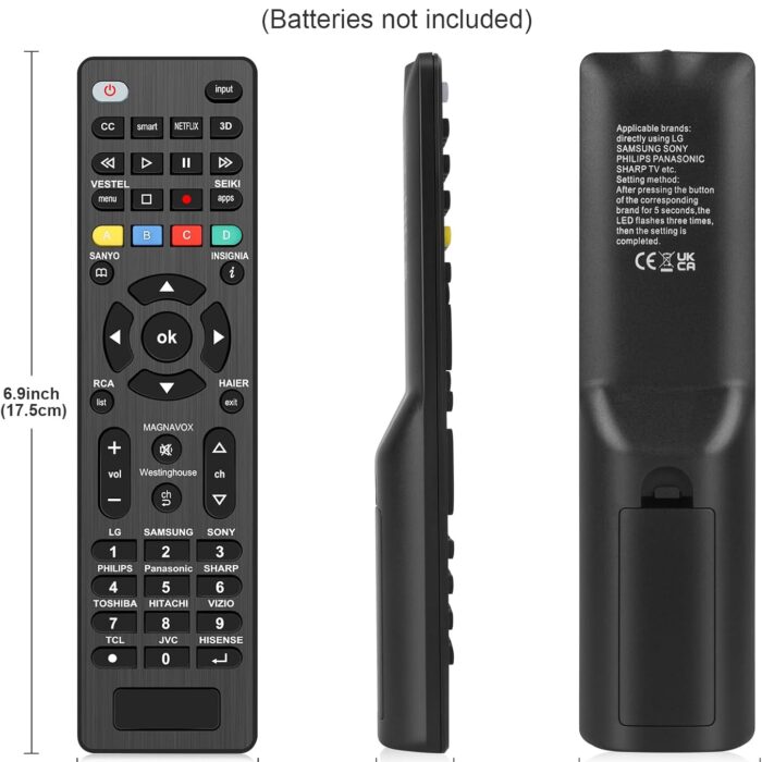 Universal Remote Control for Samsung, LG, Vizio, TCL, Sony, Insignia, Sharp, Philips, Panasonic, JVC 03