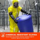 Chemical Resistant Latex Gloves, 18'' Industrial Heavy Duty Work Rubber Glove, Black Color One Pair 02