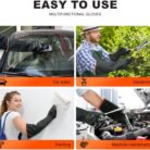 Chemical Resistant Latex Gloves, 18'' Industrial Heavy Duty Work Rubber Glove, Black Color One Pair 05