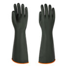 Chemical Resistant Latex Gloves, 18'' Industrial Heavy Duty Work Rubber Glove, Black Color One Pair