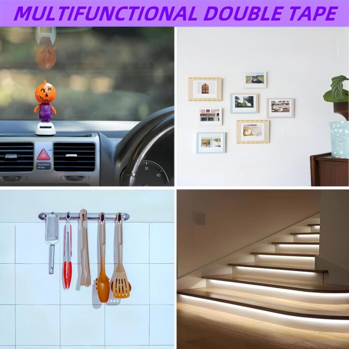 Double Sided Tape Heavy Duty 0-5IN x 16FT Two Sided Mounting Tape Water-Repellent Strong Adhesive 02