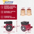 Trupow Circulation Pump NPT 110V Hot Water 3-Speed Circulation Pump Circulator Pump 03